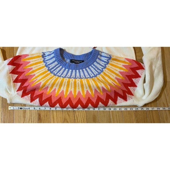 French Connection Cream Sweater Burst Accent Multicolor NWT Brand New Colorful - Picture 6 of 8